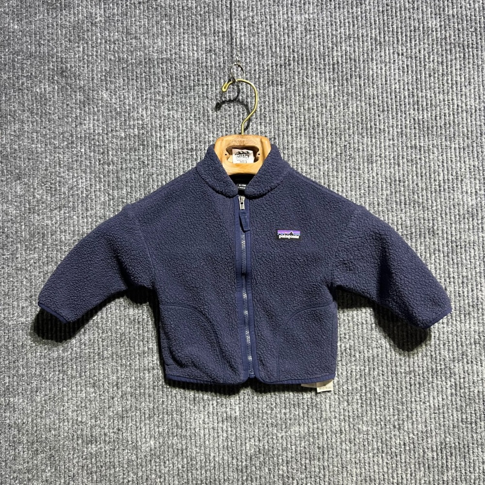 Patagonia Fleece Jacket Baby 6-12M Navy Blue Cozy Toasty Full Zip 61190 SP22